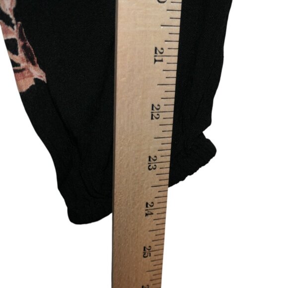 Billabong Mini Wrap Dress Womens Small Black Floral Crinkle Boho Long Sleeve - Picture 8 of 9